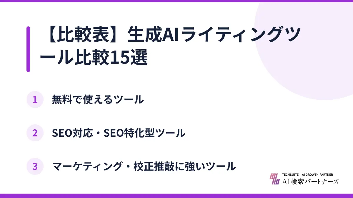 【比較表】生成AIライティングツール比較15選
