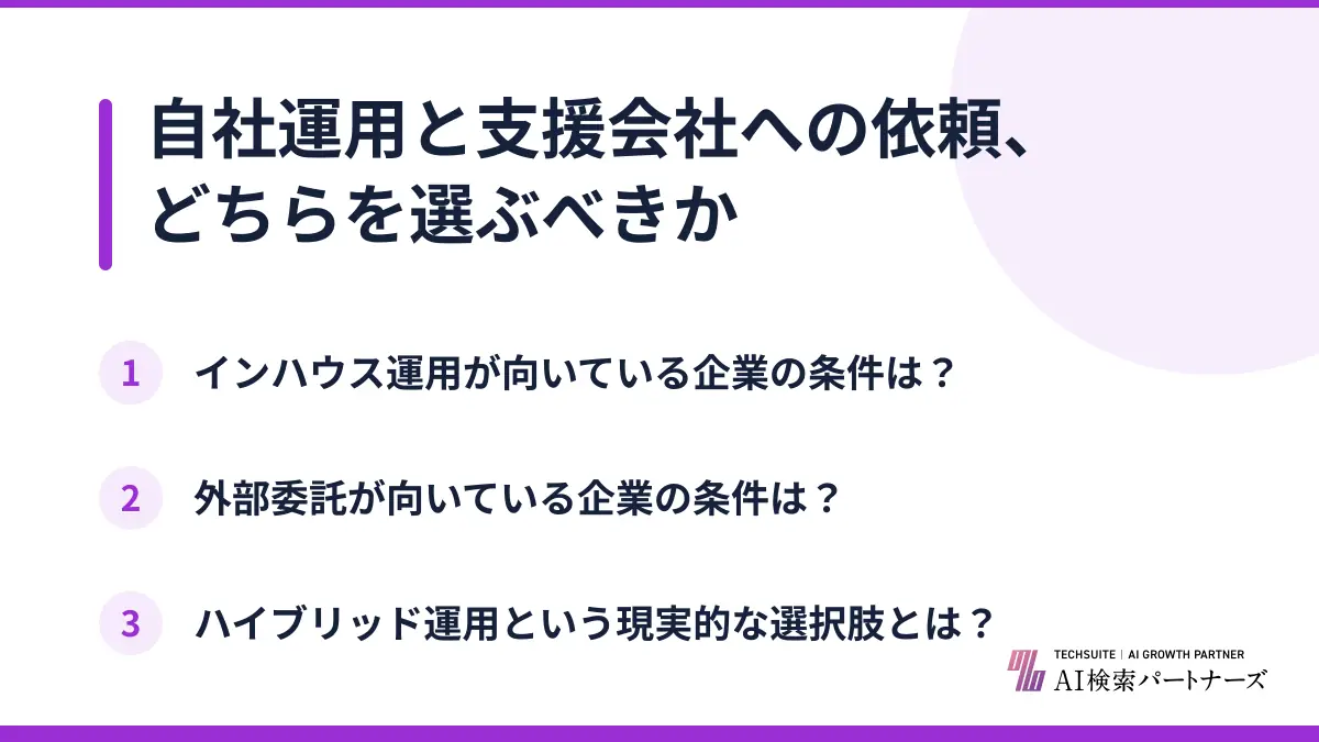 自社運用と支援会社への依頼、どちらを選ぶべきか