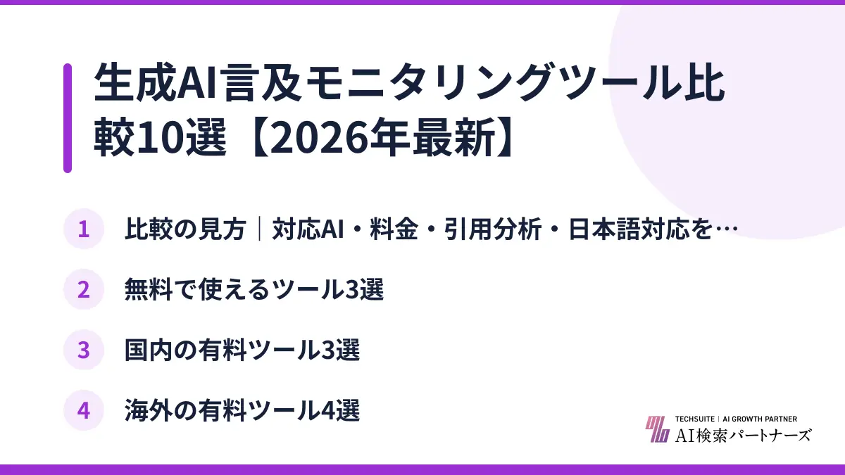 生成AI言及モニタリングツール比較10選【2026年最新】