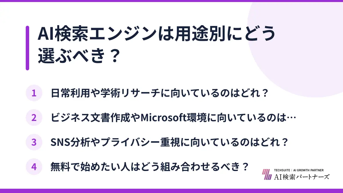 AI検索エンジンは用途別にどう選ぶべき？