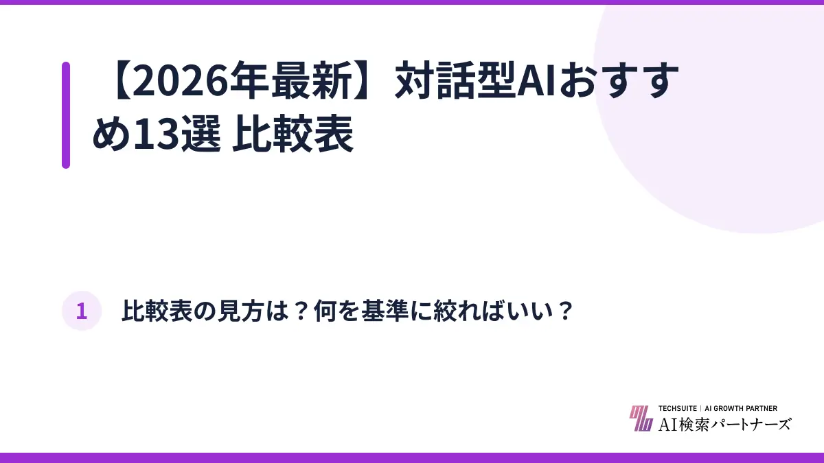 【2026年最新】対話型AIおすすめ13選 比較表