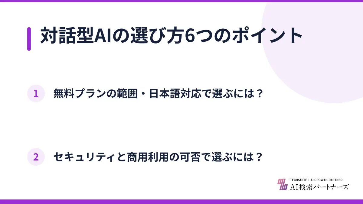 対話型AIの選び方6つのポイント