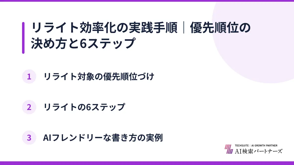 リライト効率化の実践手順|優先順位の決め方と6ステップ