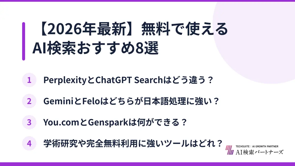 【2026年最新】無料で使えるAI検索おすすめ8選