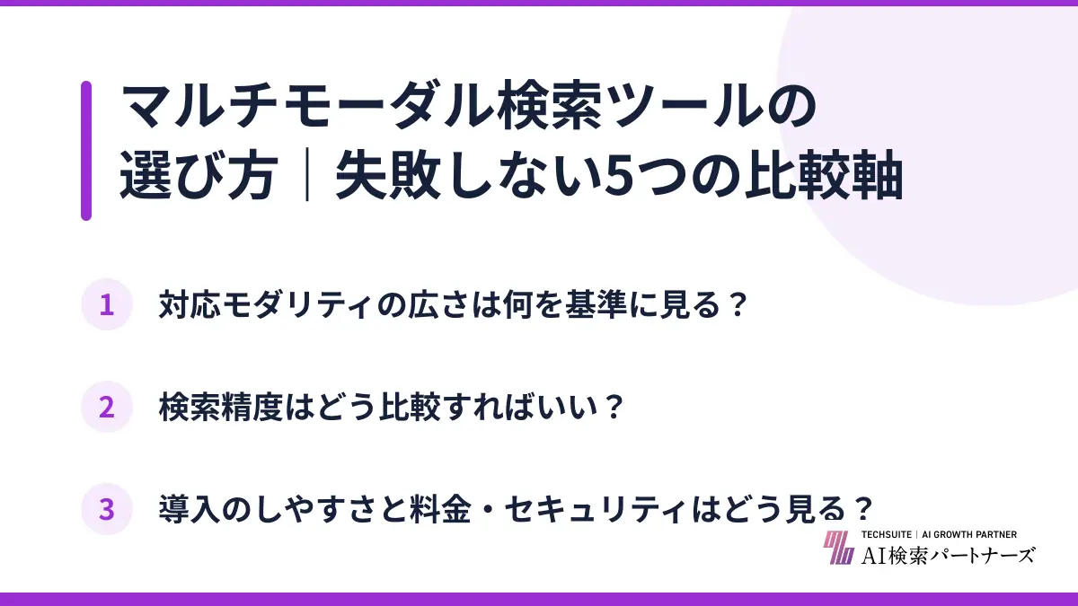 マルチモーダル検索ツールの選び方｜失敗しない5つの比較軸