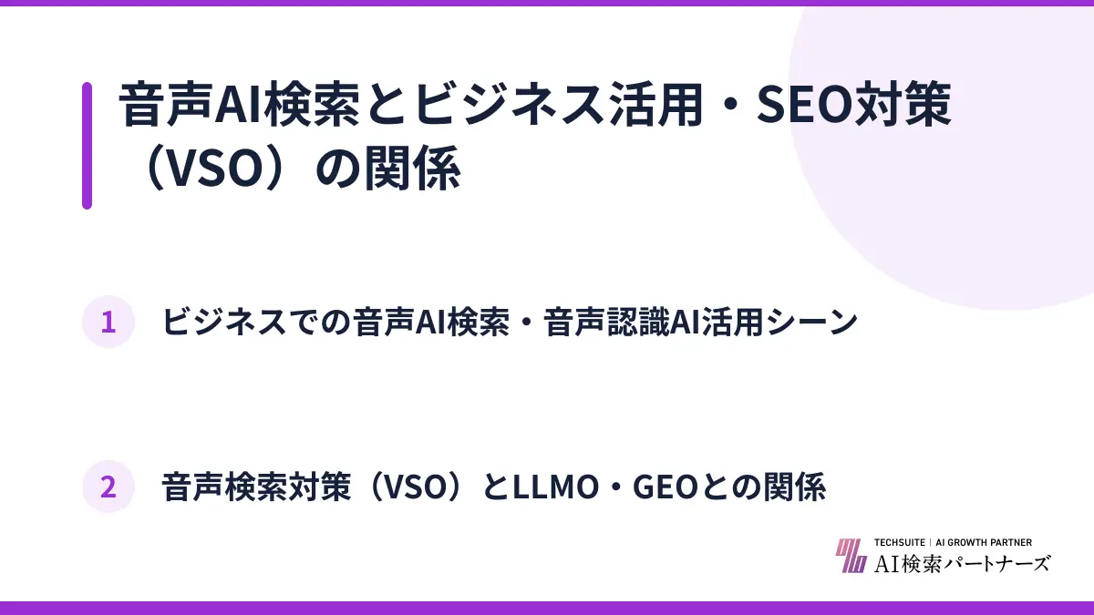 音声AI検索とビジネス活用・SEO対策（VSO）の関係