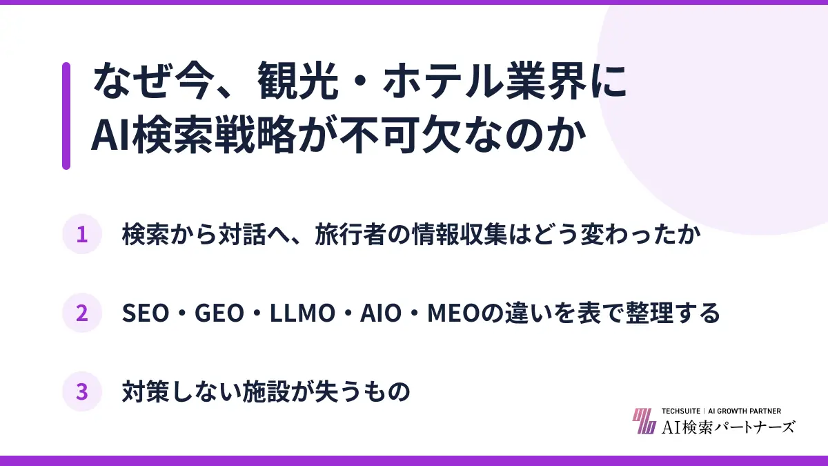 なぜ今、観光・ホテル業界にAI検索戦略が不可欠なのか