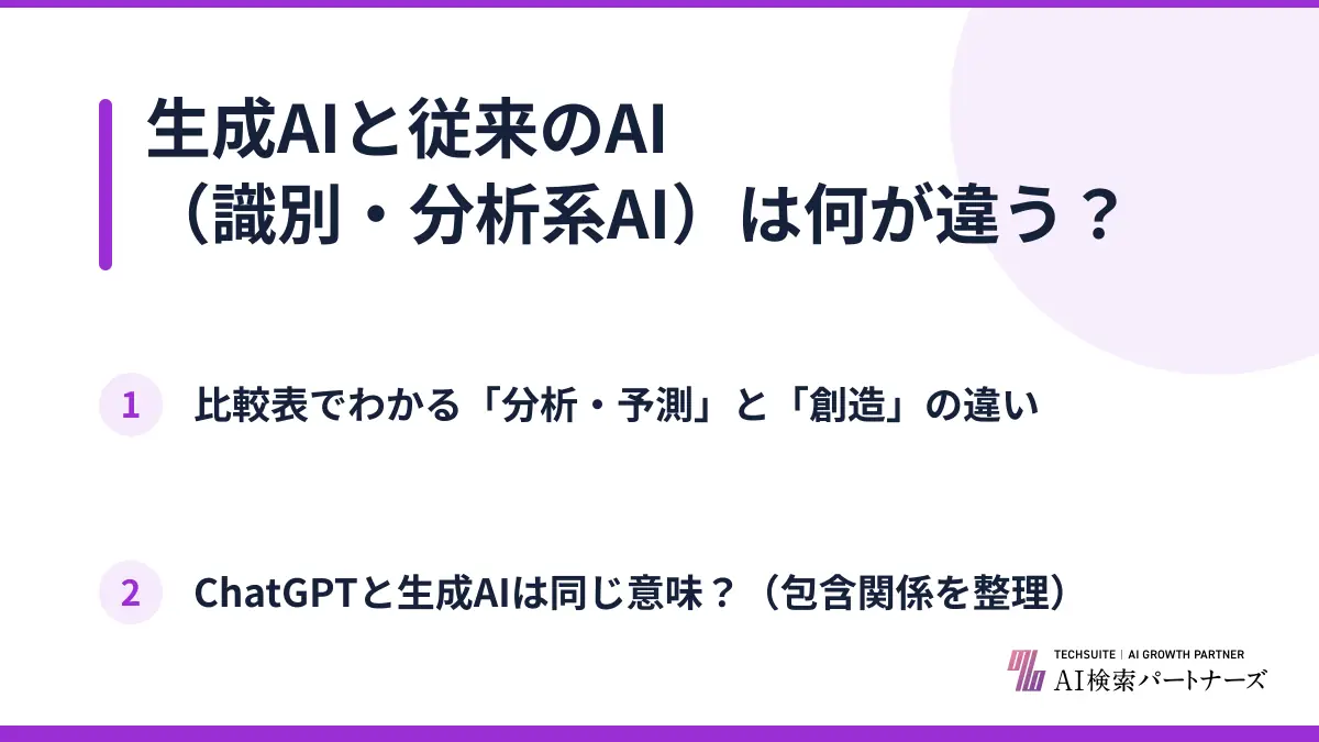 生成AIと従来のAI（識別・分析系AI）は何が違う？