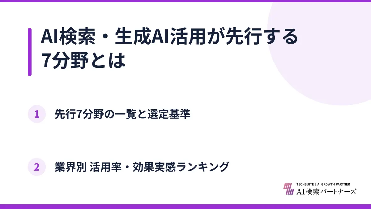 AI検索・生成AI活用が先行する7分野とは