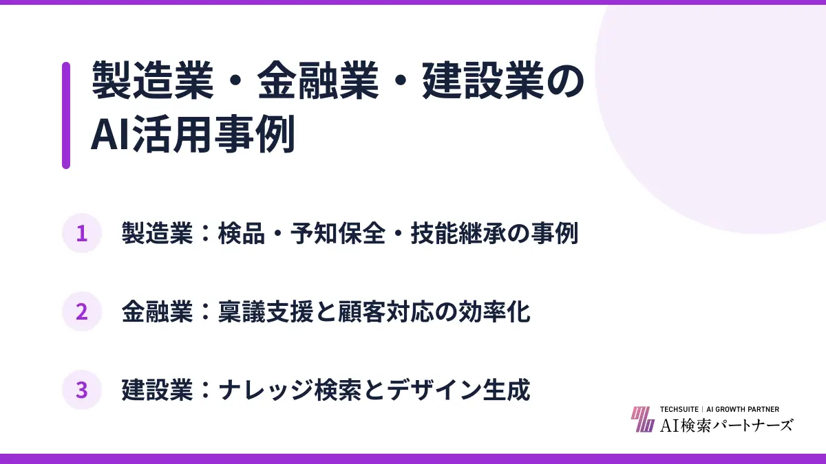 製造業・金融業・建設業のAI活用事例