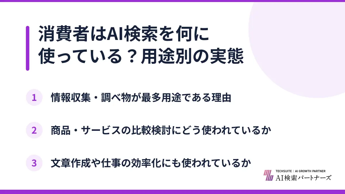消費者はAI検索を何に使っている？用途別の実態