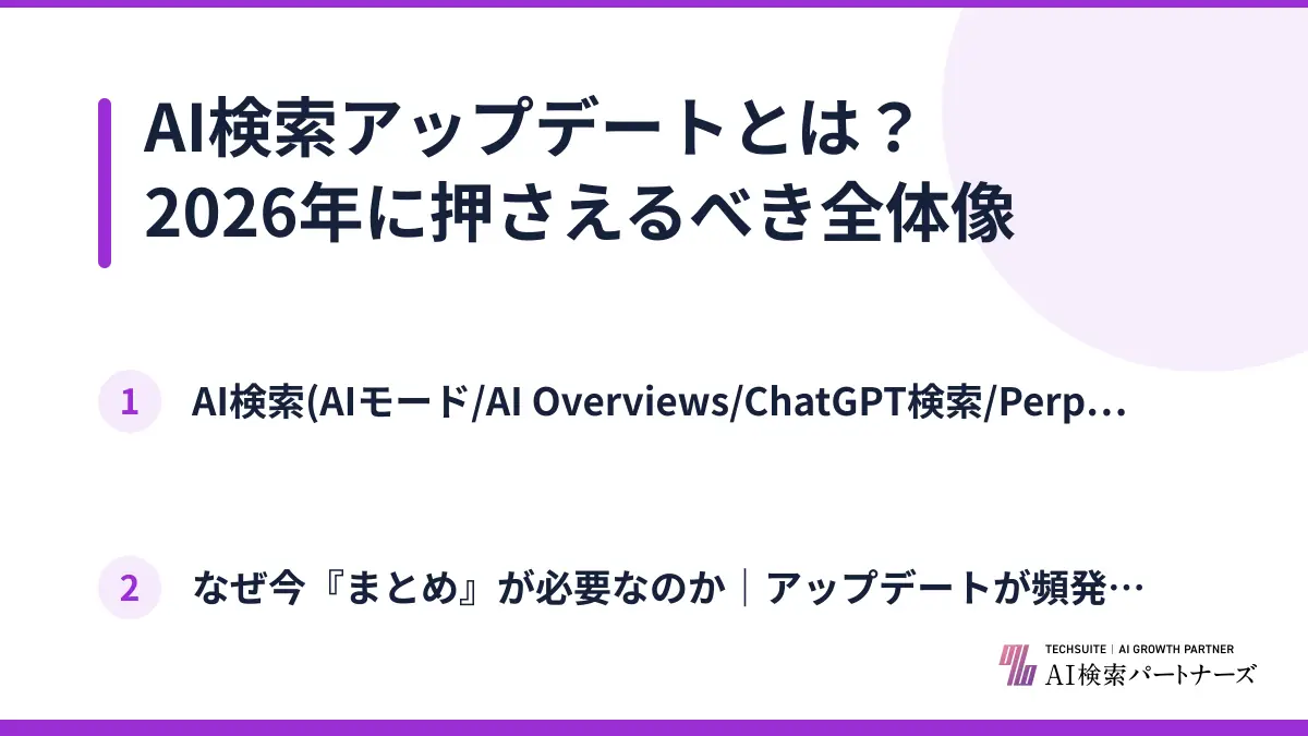 AI検索アップデートとは？2026年に押さえるべき全体像