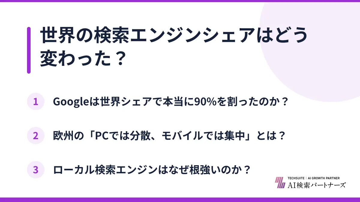 世界の検索エンジンシェアはどう変わった？