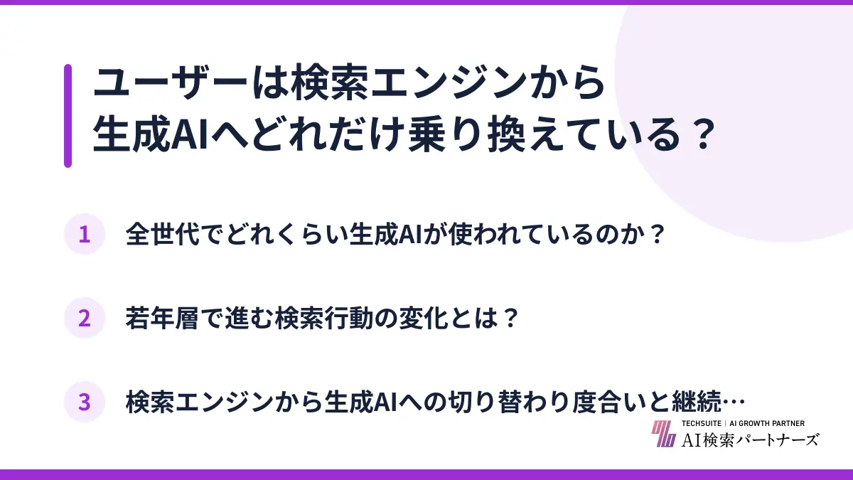 ユーザーは検索エンジンから生成AIへどれだけ乗り換えている？