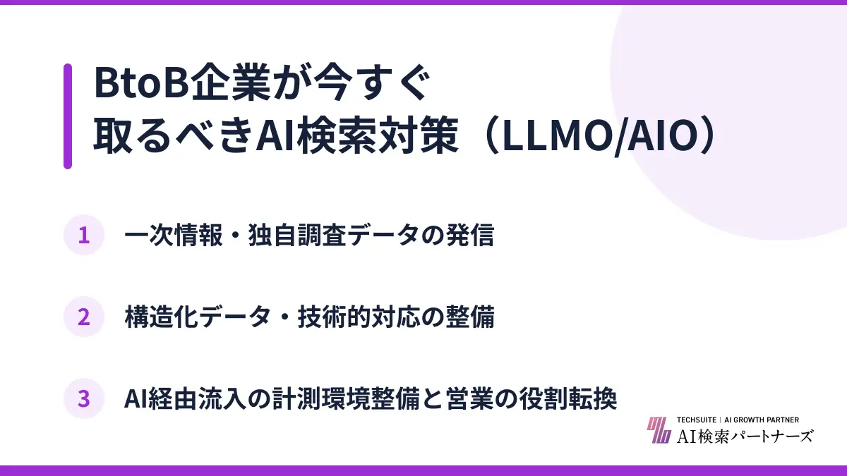 BtoB企業が今すぐ取るべきAI検索対策（LLMO/AIO）