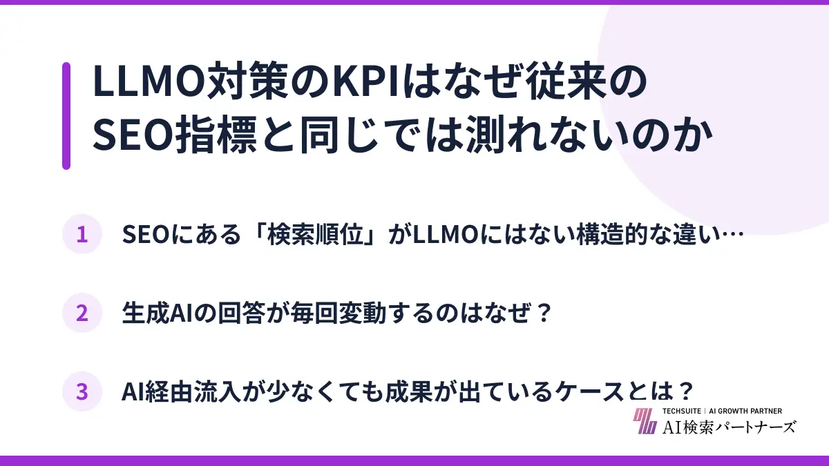 LLMO対策のKPIはなぜ従来のSEO指標と同じでは測れないのか