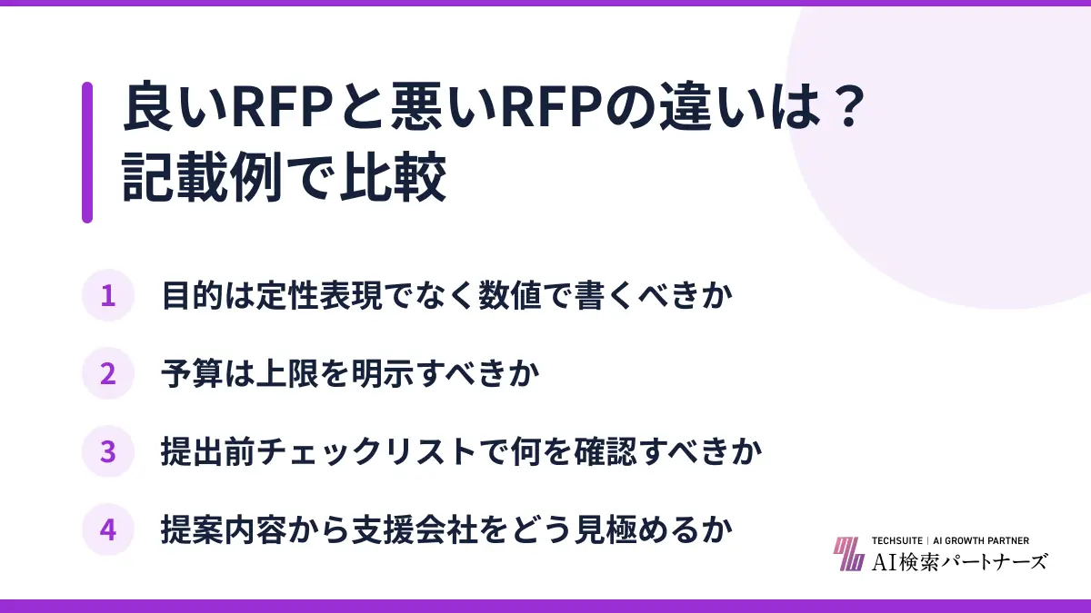 良いRFPと悪いRFPの違いは？記載例で比較