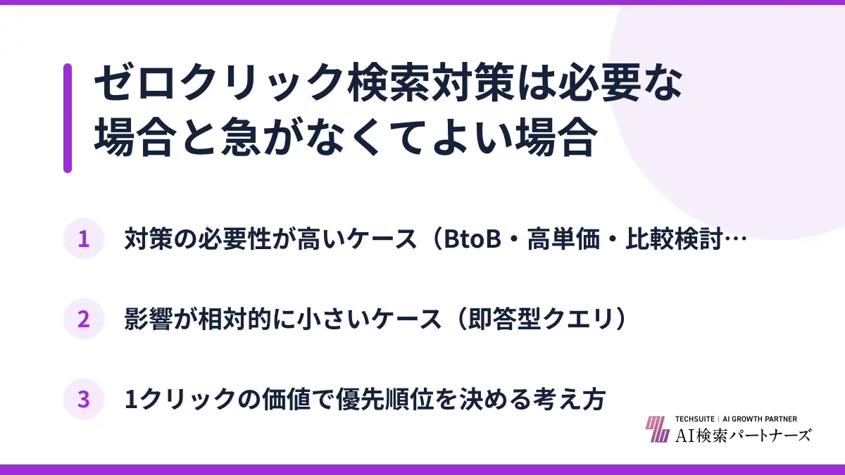 ゼロクリック検索対策は必要な場合と急がなくてよい場合